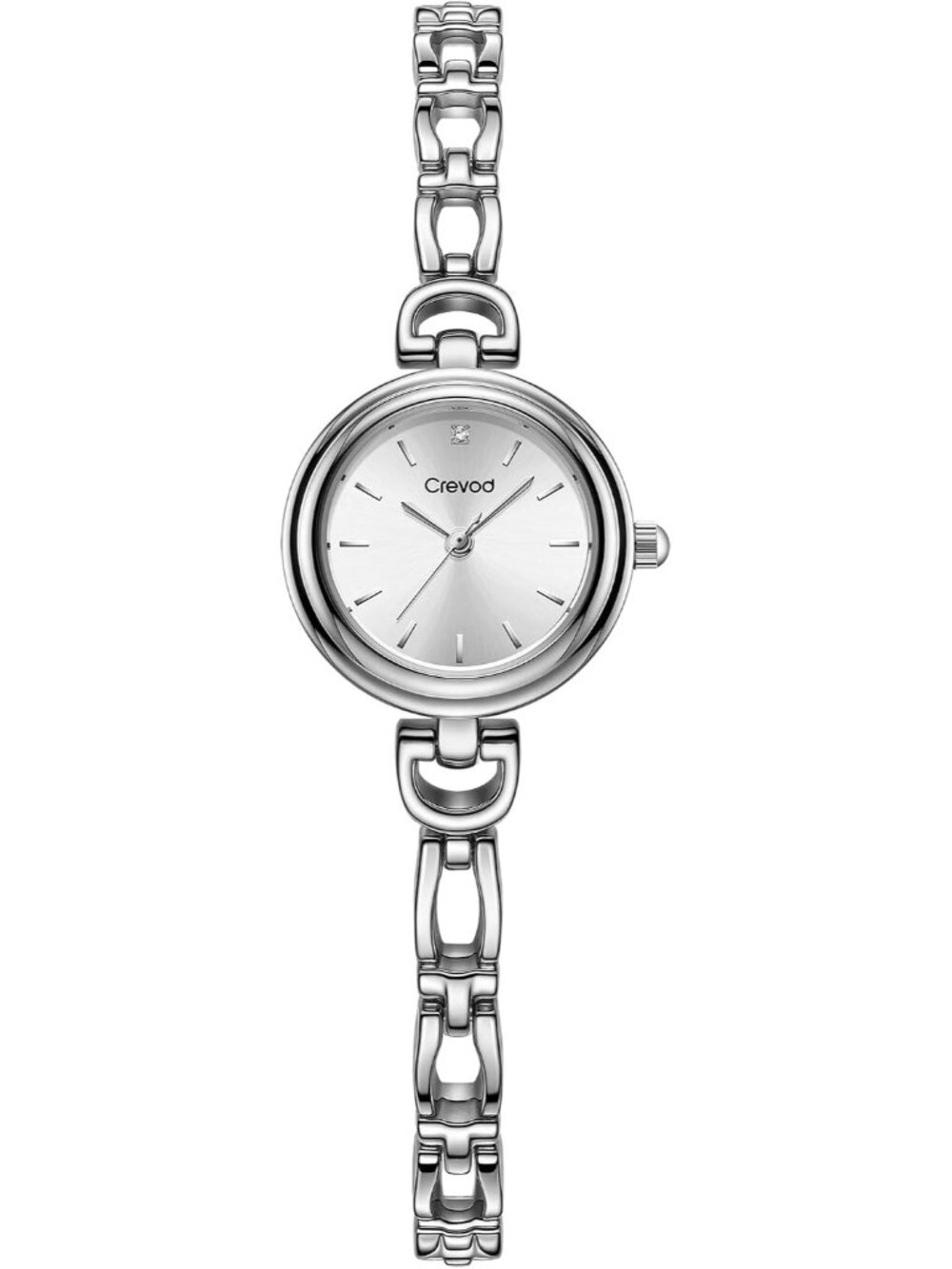 Women’s Silver White Vintage Gold D Ring Bracelet Fold Over Clasp Quartz Watch